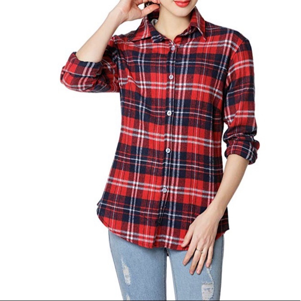 Casual long sleeve plaid flannel
